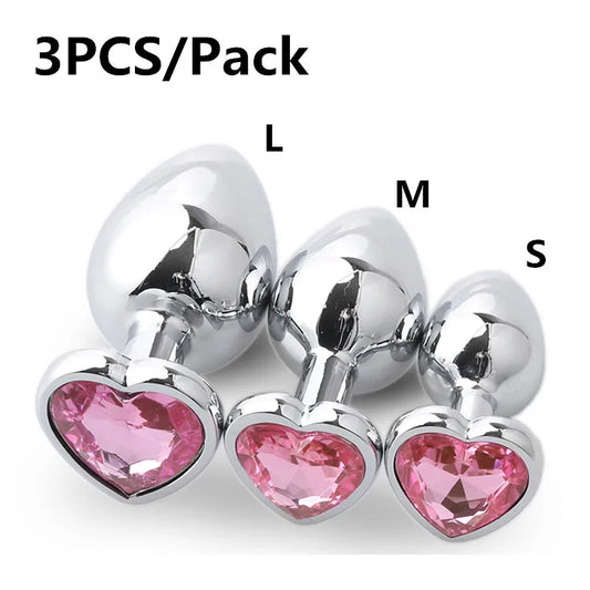Heart shaped butt plug 3 piece